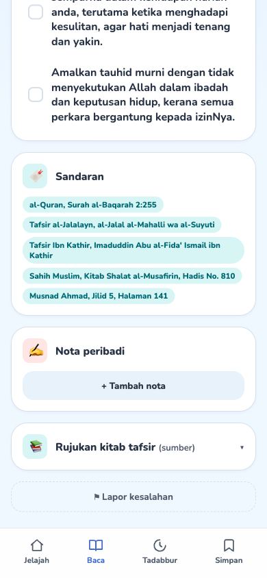 Skrin TAFSIR MUKTABAR dalam Tafsir Surah